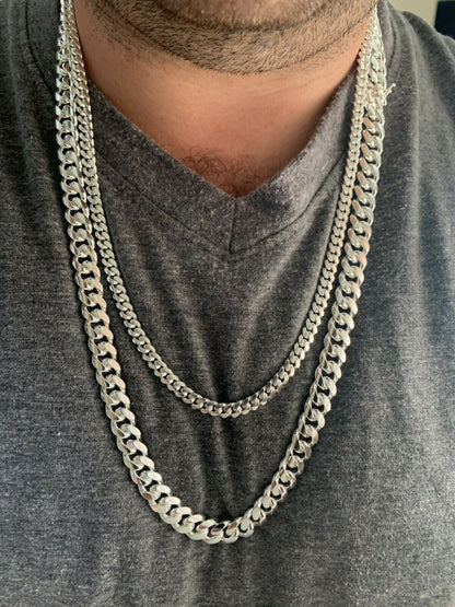 Miami Cuban Link Chain Necklace Or Bracelet W. Box Lock - 925 Sterling Silver - 7"-30" - 4mm-10.5mm