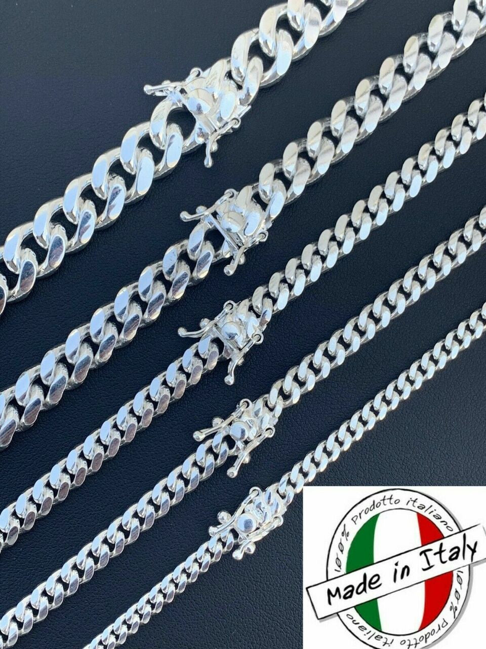 Miami Cuban Link Chain Necklace Or Bracelet W. Box Lock - 925 Sterling Silver - 7"-30" - 4mm-10.5mm