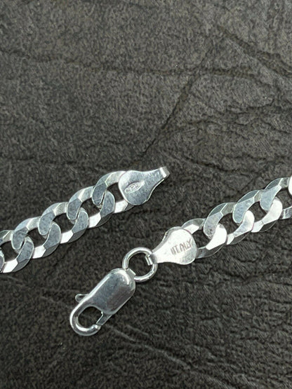 Flat Curb Cuban Chain Necklace - 925 Sterling Silver - 16"-30" - 3mm-10.5mm