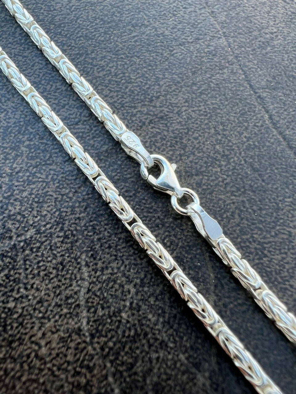 Round Byzantine Link Chain Necklace - 925 Sterling Silver - 16"-30" - 2mm