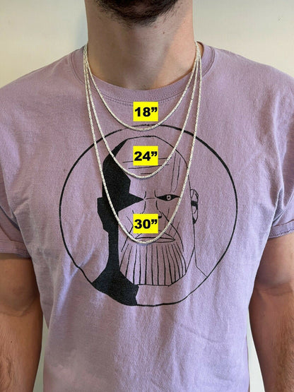 Round Byzantine Link Chain Necklace - 925 Sterling Silver - 16"-30" - 2mm