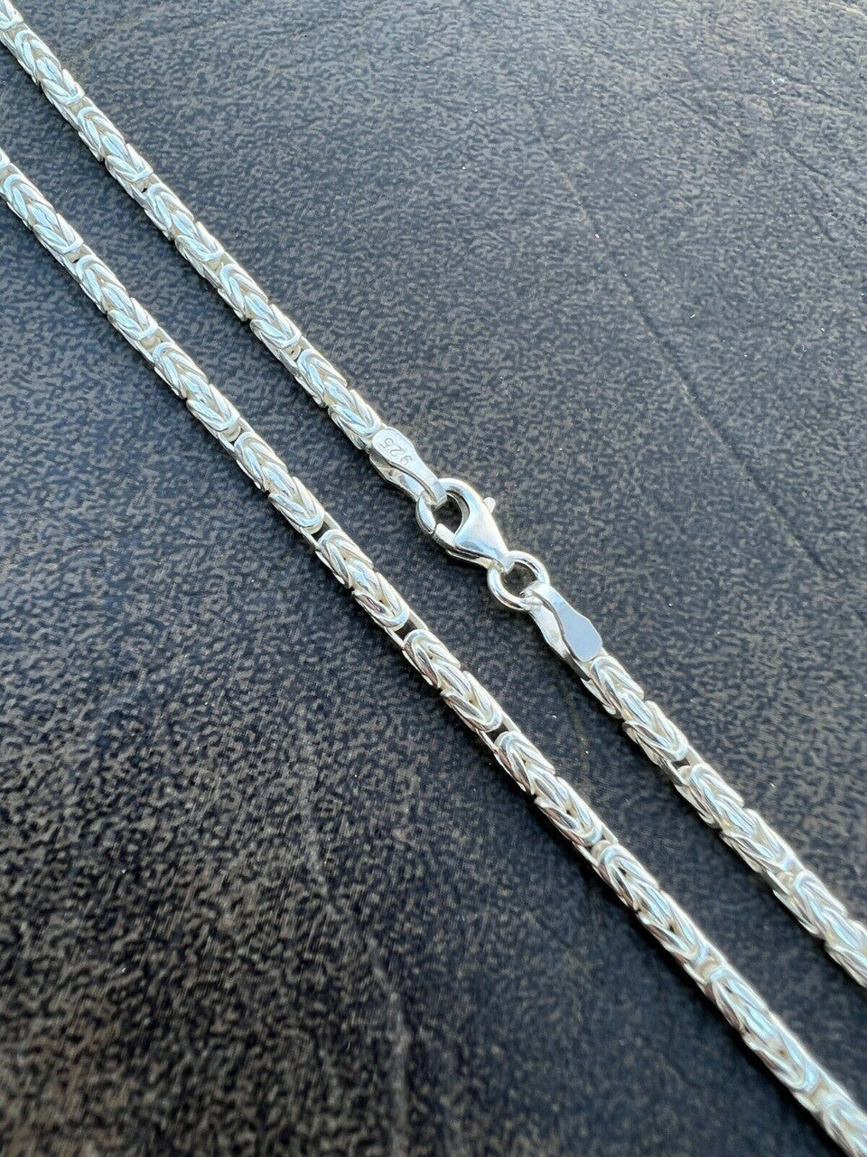 Round Byzantine Link Chain Necklace - 925 Sterling Silver - 16"-30" - 2mm