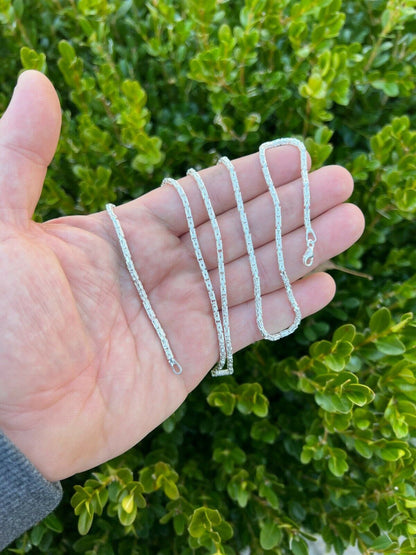 Round Byzantine Link Chain Necklace - 925 Sterling Silver - 16"-30" - 2mm