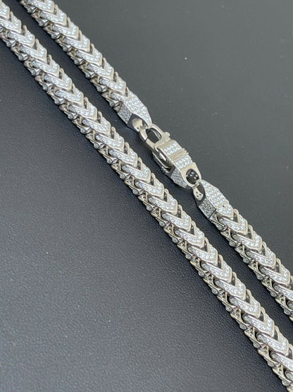 Franco Chain Iced Out CZ Stones - 925 Silver - 6mm - 16-30"