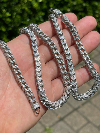 Franco Chain Iced Out CZ Stones - 925 Silver - 6mm - 16-30"