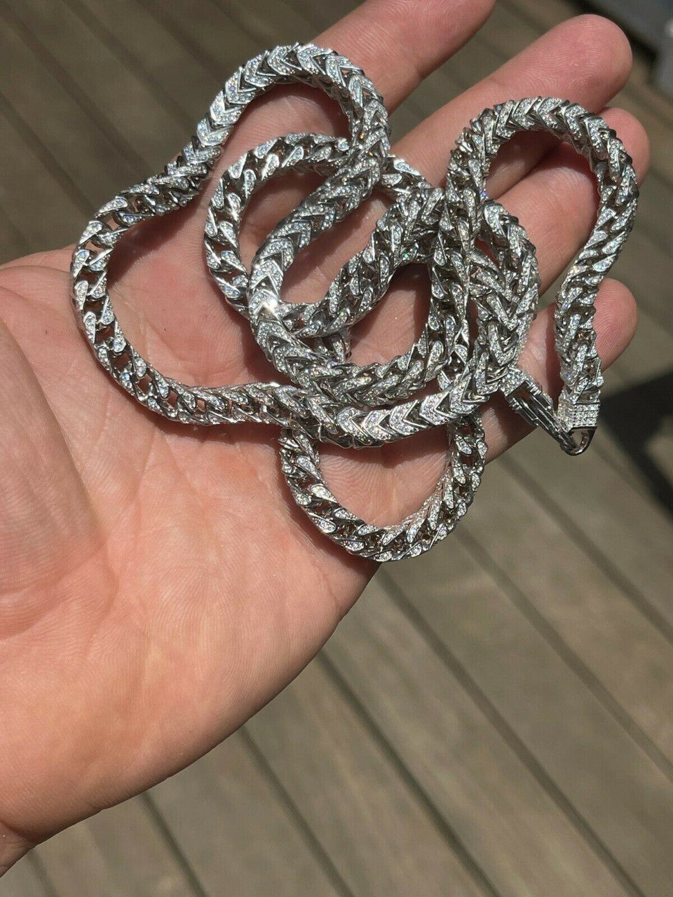 Franco Chain Iced Out CZ Stones - 925 Silver - 6mm - 16-30"