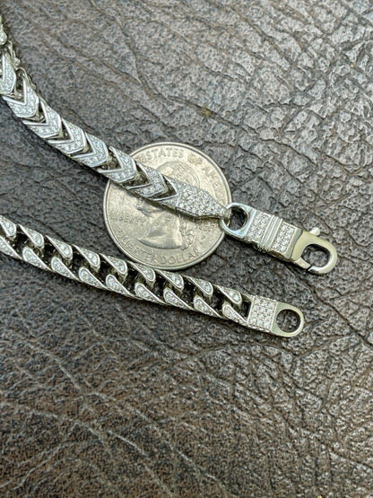 Franco Chain Iced Out CZ Stones - 925 Silver - 6mm - 16-30"