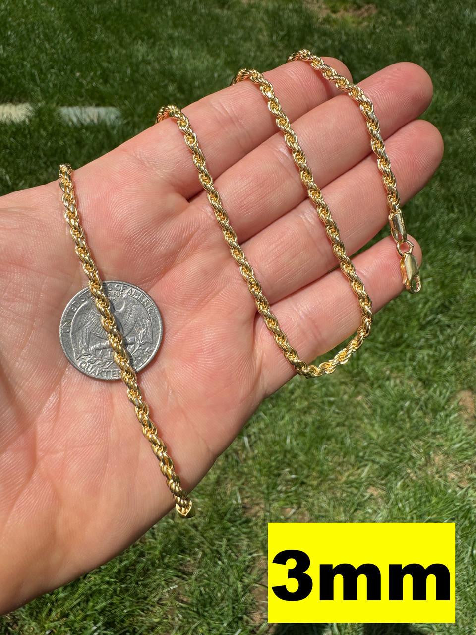 Rope Chain Necklace - 14k Gold Vermeil 925 Sterling Silver - 16"-30" - 1.5mm-5mm
