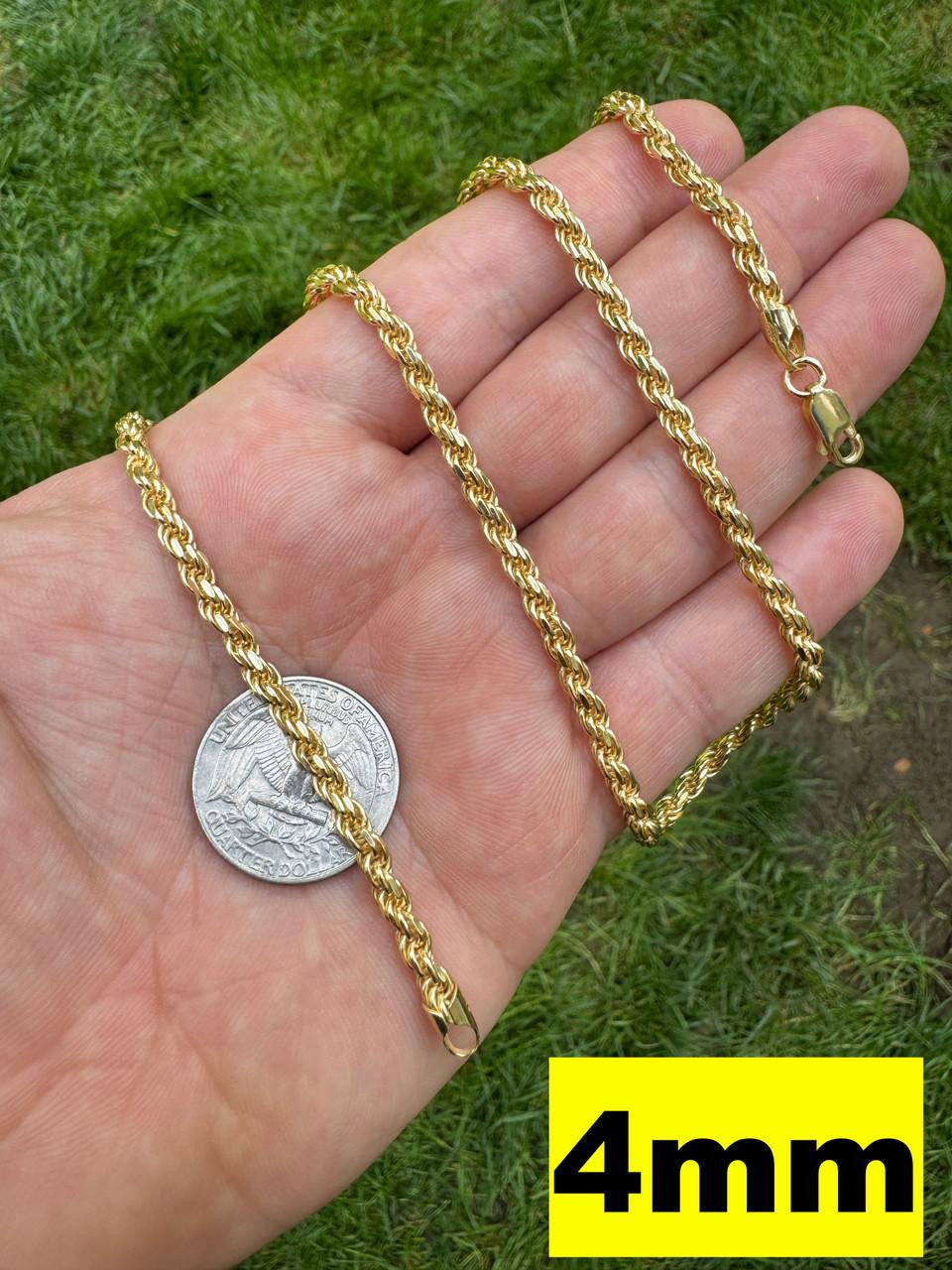 Rope Chain Necklace - 14k Gold Vermeil 925 Sterling Silver - 16"-30" - 1.5mm-5mm