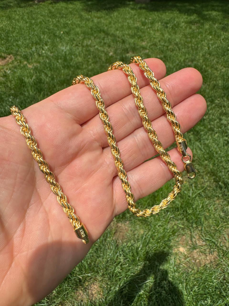 Rope Chain Necklace - 14k Gold Vermeil 925 Sterling Silver - 16"-30" - 1.5mm-5mm
