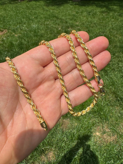 Rope Chain Necklace - 14k Gold Vermeil 925 Sterling Silver - 16"-30" - 1.5mm-5mm