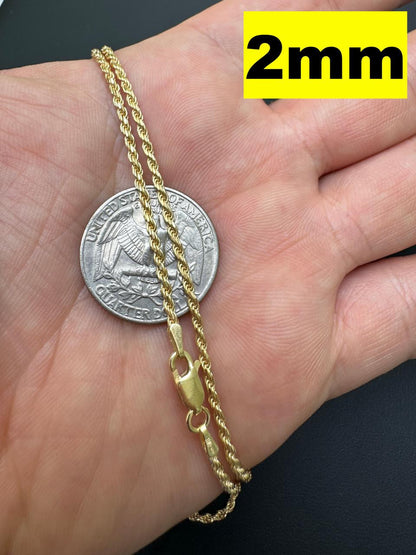 Rope Chain Necklace - 14k Gold Vermeil 925 Sterling Silver - 16"-30" - 1.5mm-5mm
