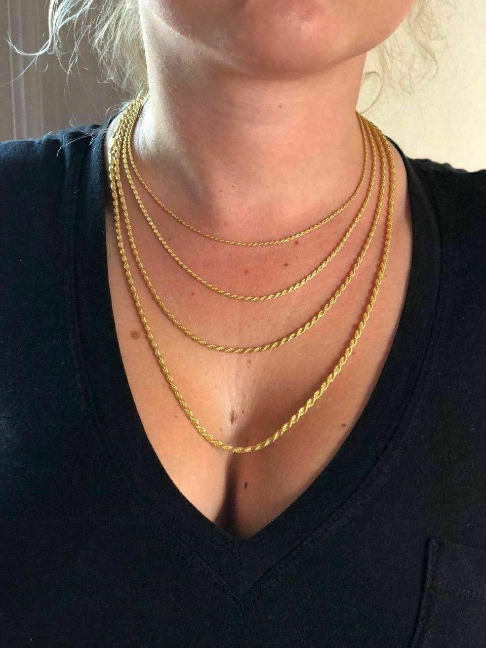 Rope Chain Necklace - 14k Gold Vermeil 925 Sterling Silver - 16"-30" - 1.5mm-5mm