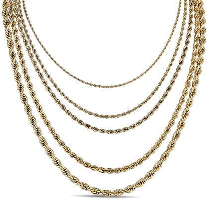 Rope Chain Necklace - 14k Yellow Gold Plated Stainless Steel - 18"-30" - 2mm-6mm