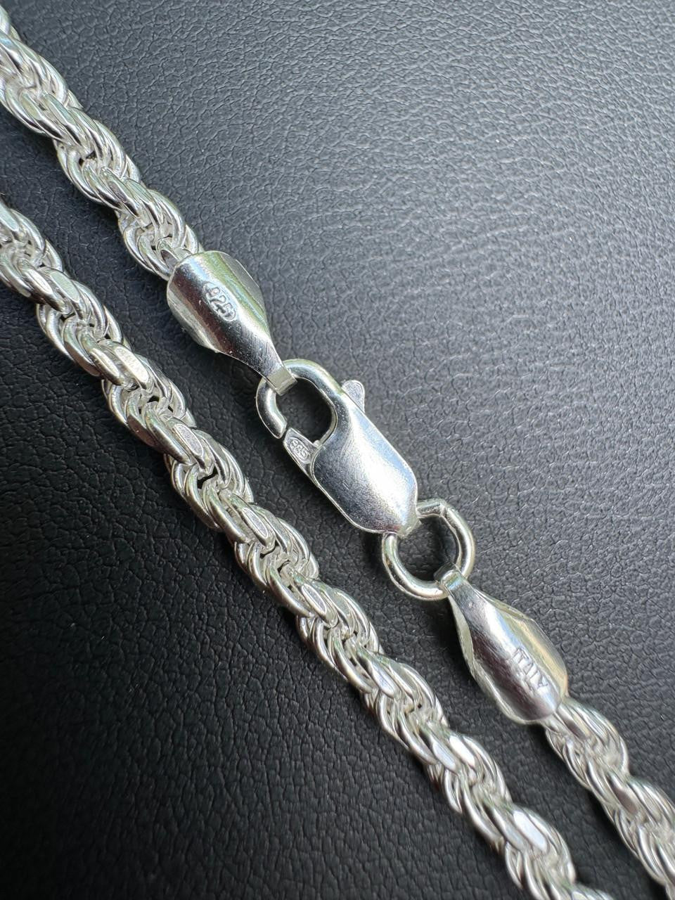 Rope Chain Necklace - 925 Sterling Silver - 16"-30" - 1.5mm-5mm