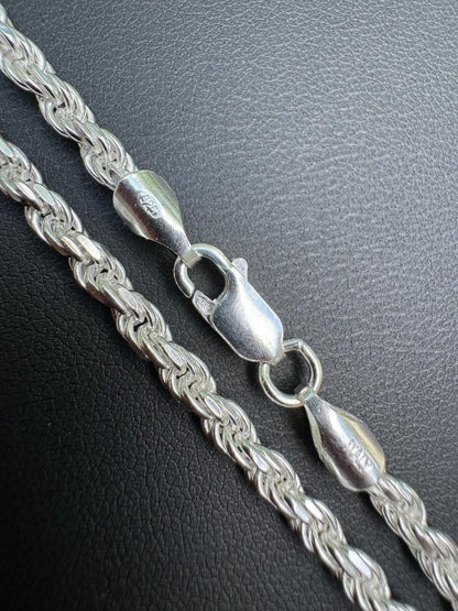 Rope Chain Necklace - 925 Sterling Silver - 16"-30" - 1.5mm-5mm