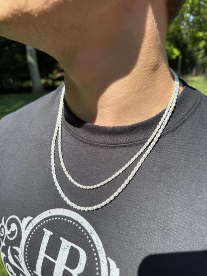 Rope Chain Necklace - 925 Sterling Silver - 16"-30" - 1.5mm-5mm
