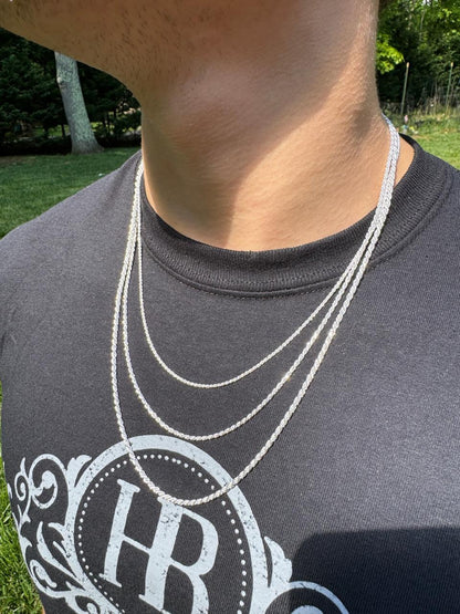 Rope Chain Necklace - 925 Sterling Silver - 16"-30" - 1.5mm-5mm