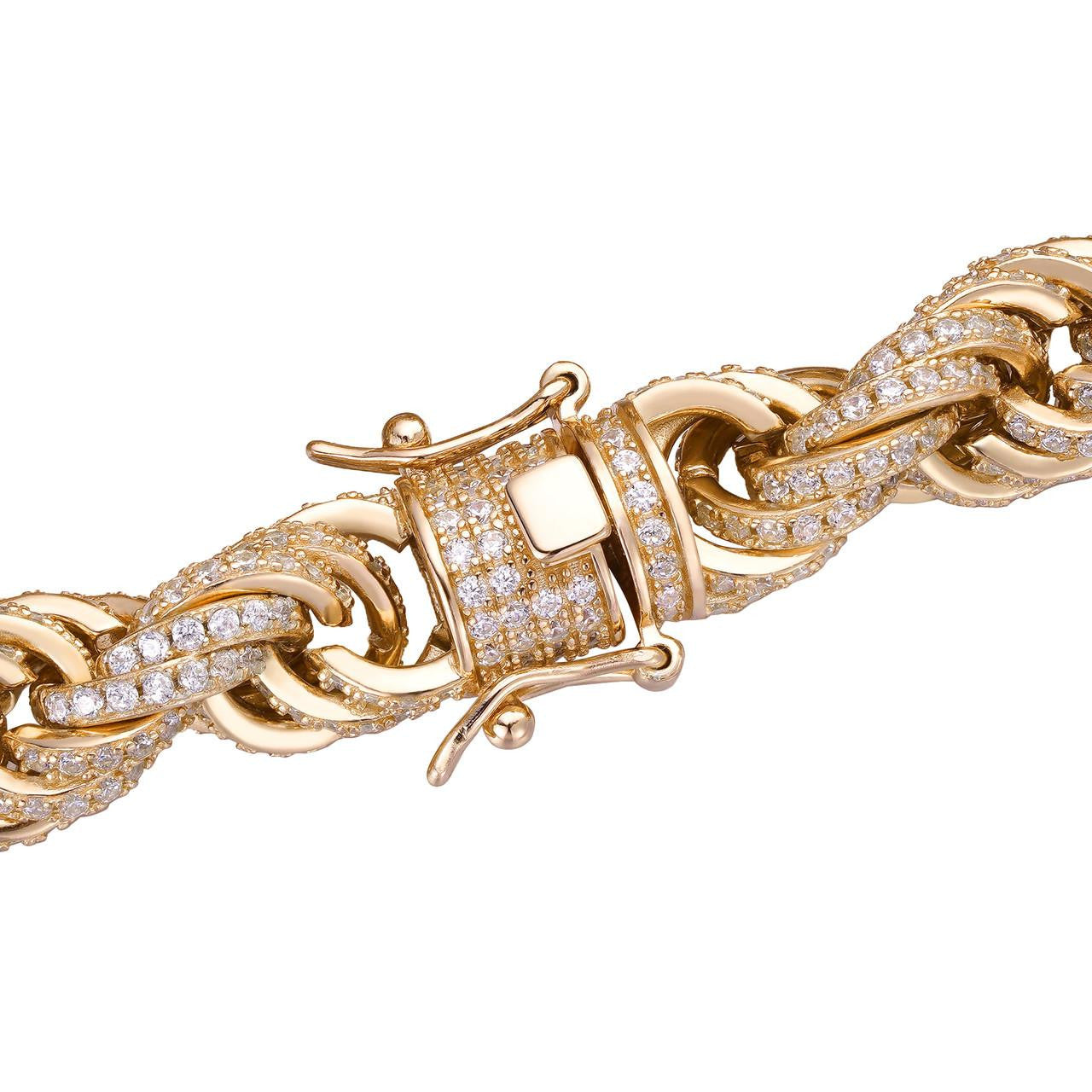 Rope Chain Necklace Iced Out CZ Stones - 14k Gold Vermeil 925 Silver - 9mm - 16-30"