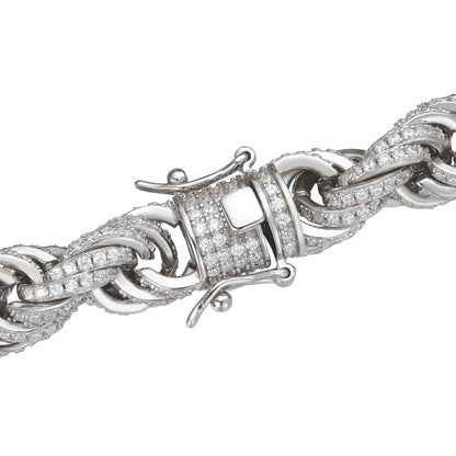 Rope Chain Necklace Iced Out CZ Stones - 925 Silver - 9mm - 16-30"