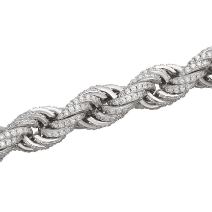 Rope Chain Necklace Iced Out CZ Stones - 925 Silver - 9mm - 16-30"