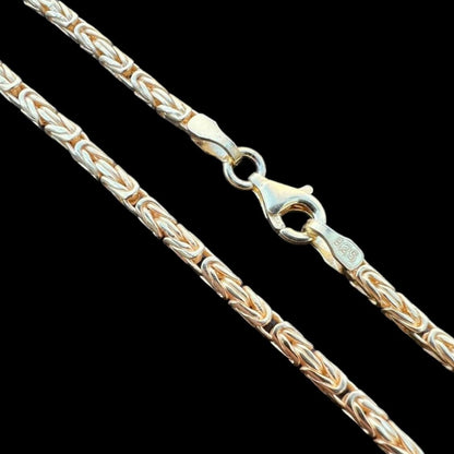 Round Byzantine Link Chain Necklace - 14k Gold Vermeil 925 Sterling Silver - 16"-30" - 2mm