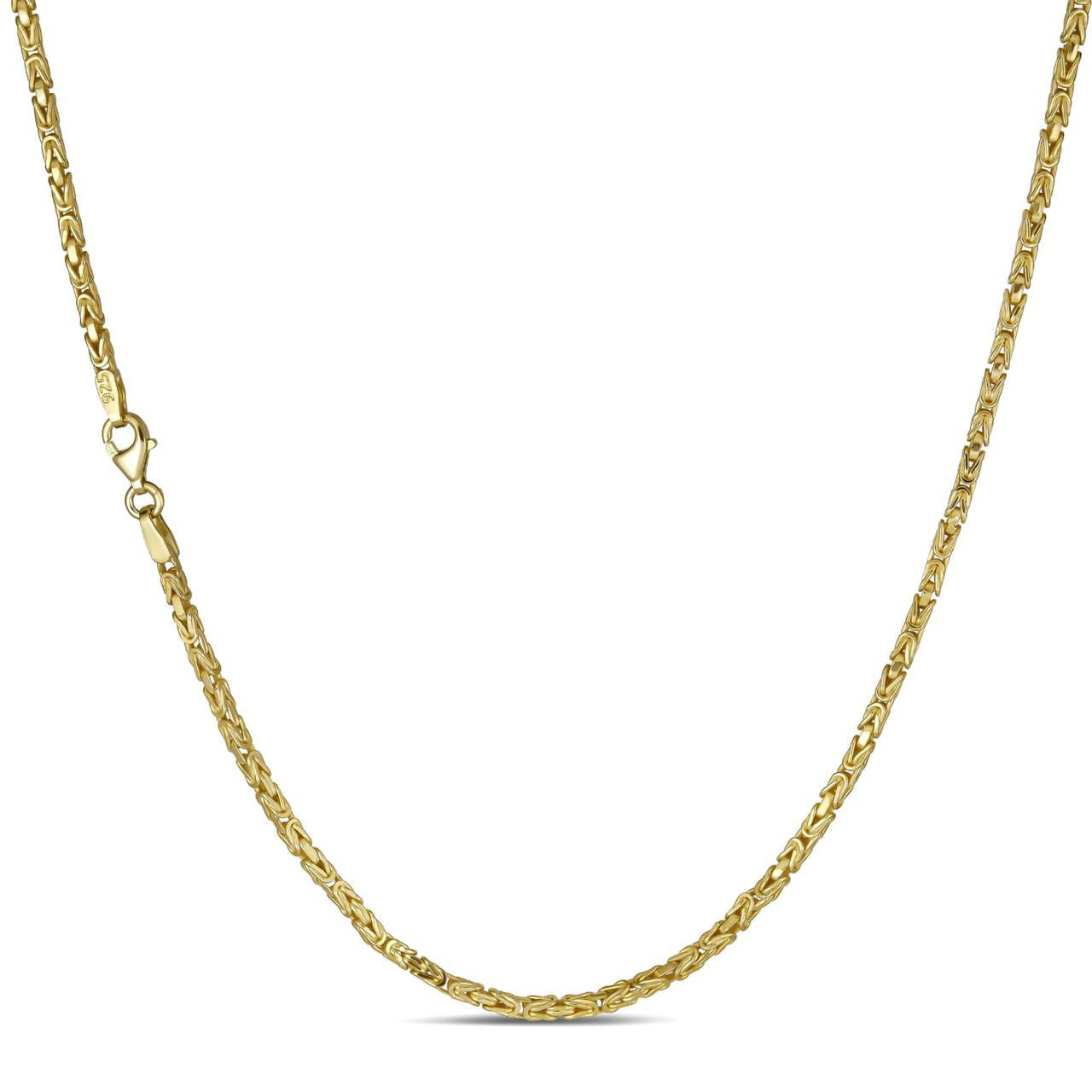 Round Byzantine Link Chain Necklace - 14k Gold Vermeil 925 Sterling Silver - 16"-30" - 2mm