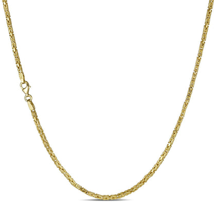 Round Byzantine Link Chain Necklace - 14k Gold Vermeil 925 Sterling Silver - 16"-30" - 2mm