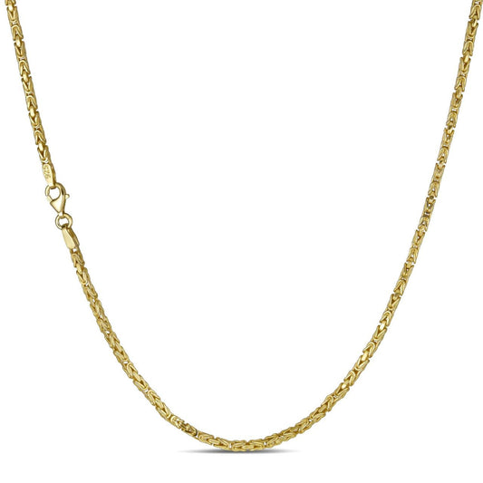 Round Byzantine Link Chain Necklace - 14k Gold Vermeil 925 Sterling Silver - 16"-30" - 2mm