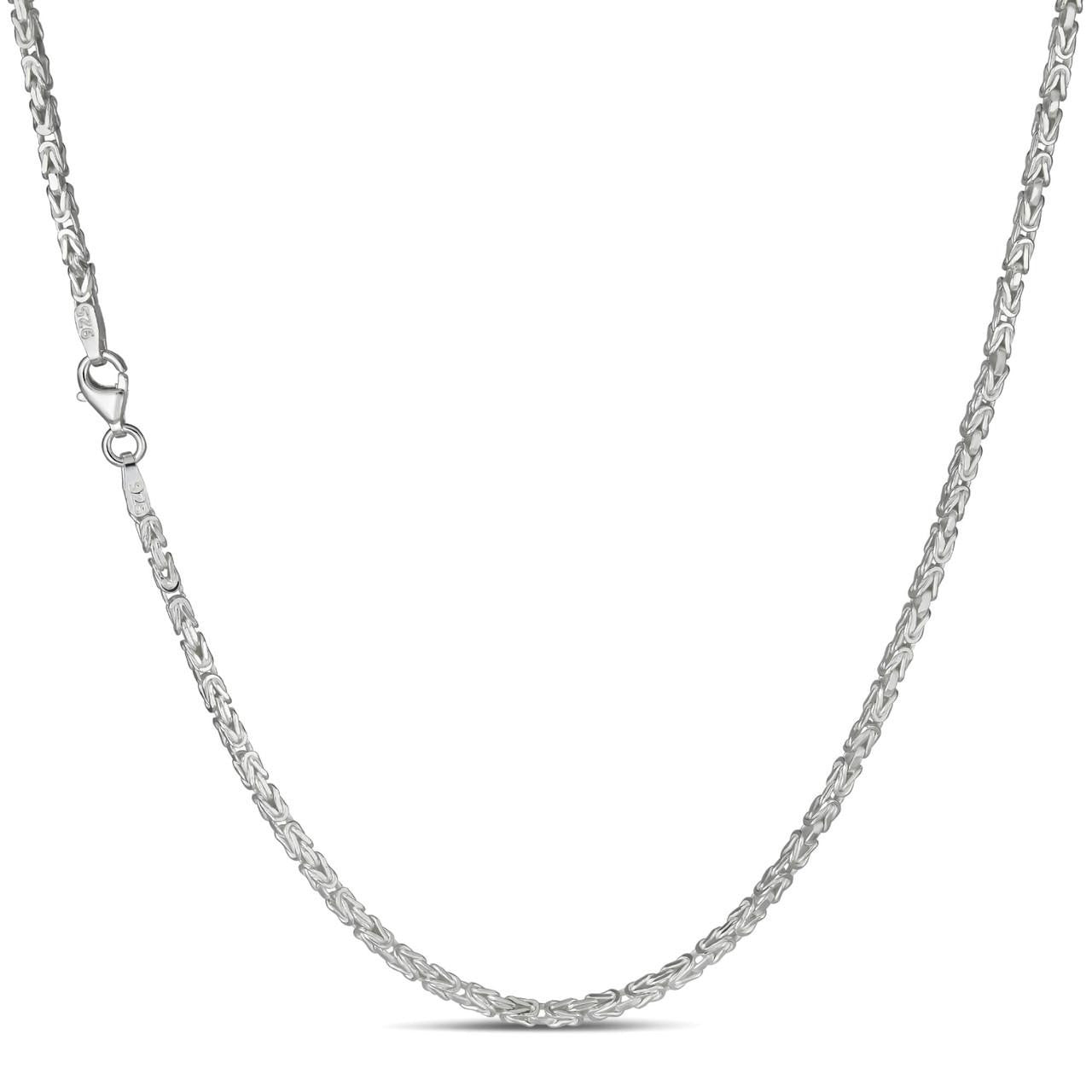 Round Byzantine Link Chain Necklace - 925 Sterling Silver - 16"-30" - 2mm