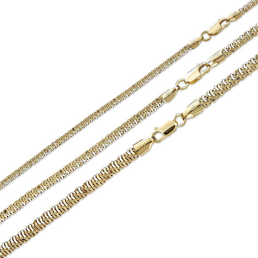 Round Sparkle Rock Chain Necklace - 14k Gold Vermeil 925 Sterling Silver - 16"-30" - 3mm-5mm