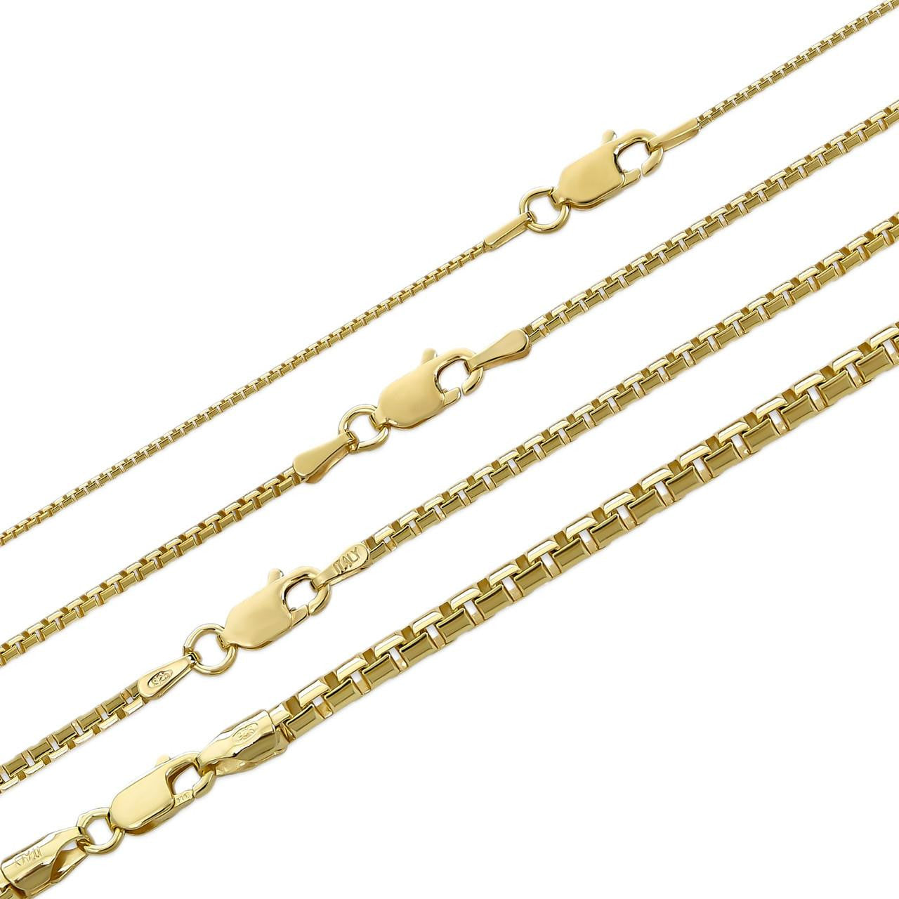 Rounded Box Link Chain Necklace - 14k Gold Vermeil 925 Sterling Silver - 16"-30" - 1mm-3mm