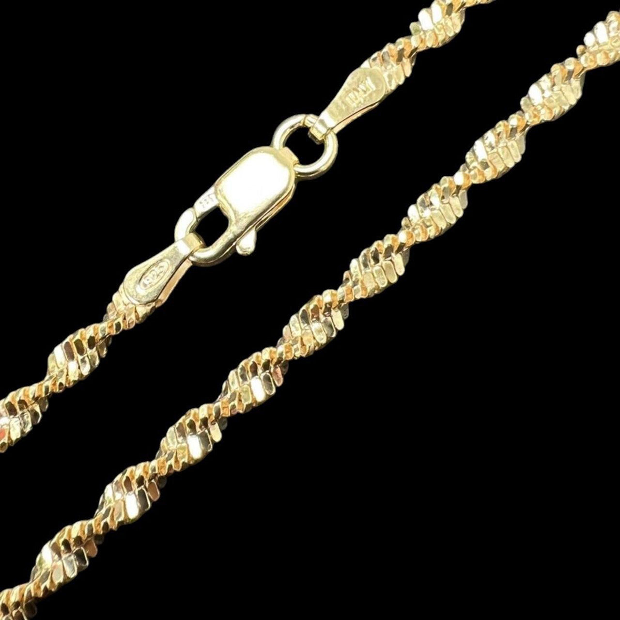 Singapore Rope Chain Necklace - 14k Gold Vermeil 925 Sterling Silver - 14"-30" - 2.5mm