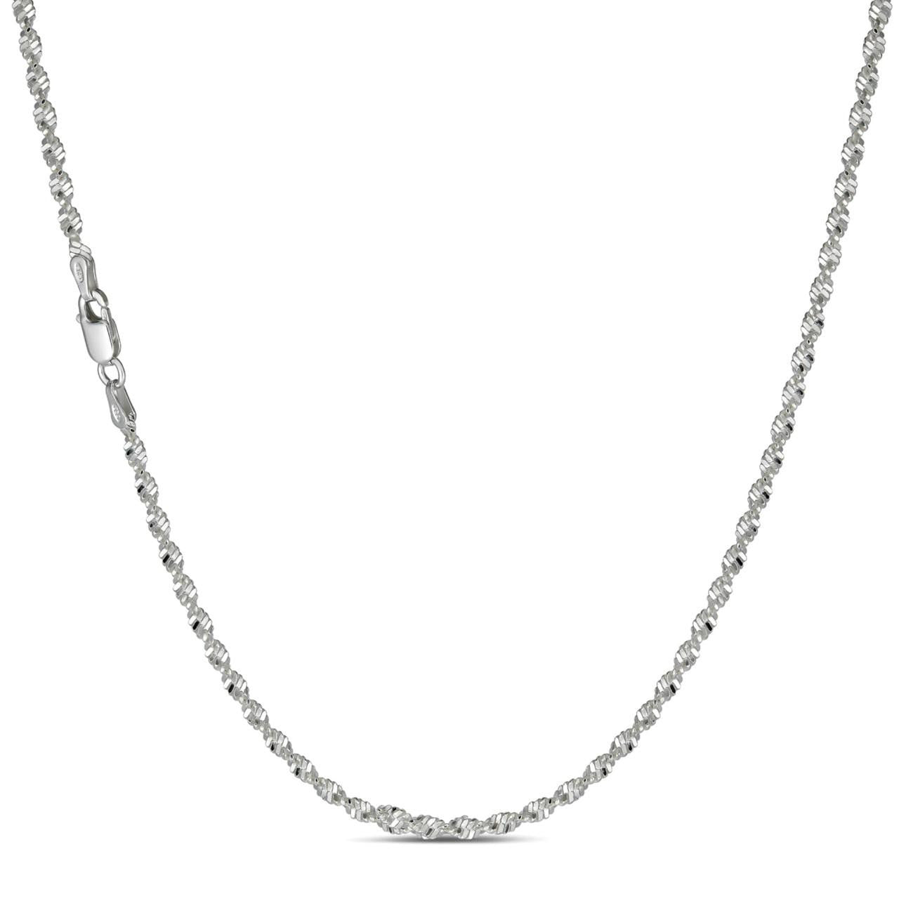 Singapore Rope Chain Necklace - 925 Sterling Silver - 14"-30" - 2.5mm