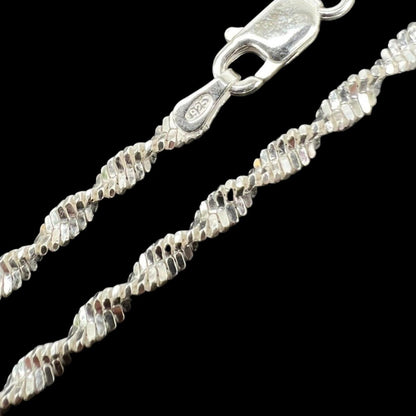 Singapore Rope Chain Necklace - 925 Sterling Silver - 14"-30" - 2.5mm