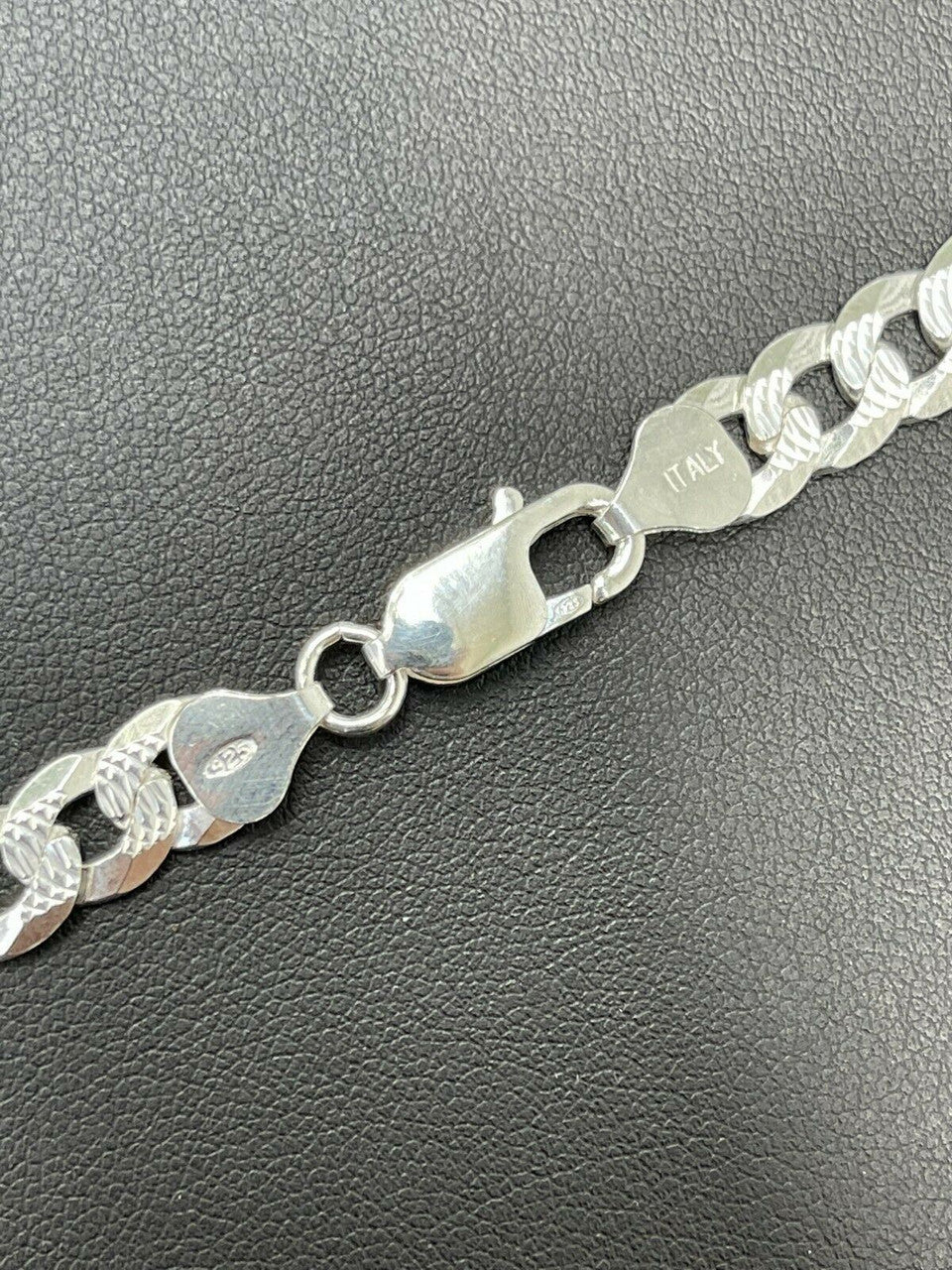 Flat Curb Cuban Chain Necklace - Diamond Cut 925 Sterling Silver - 16"-30" - 3mm-10.5mm