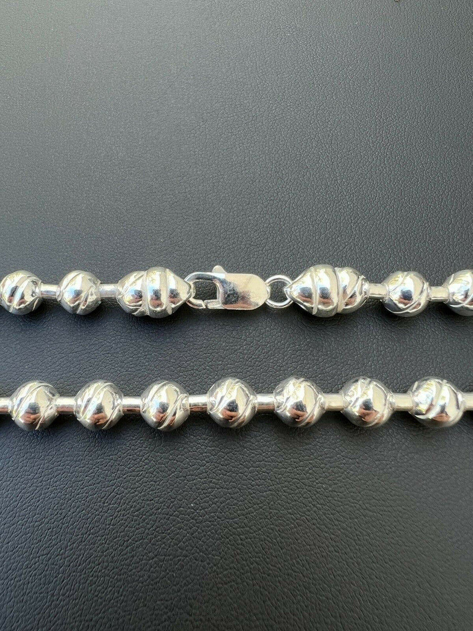 Ball Bead "Dog Tag" Chain Necklace - 925 Sterling Silver - 18"-30" - 8mm