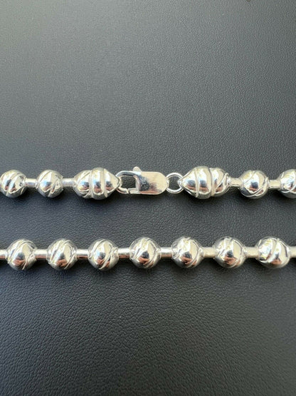 Ball Bead "Dog Tag" Chain Necklace - 925 Sterling Silver - 18"-30" - 8mm