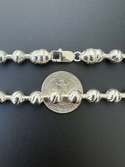 Ball Bead "Dog Tag" Chain Necklace - 925 Sterling Silver - 18"-30" - 8mm