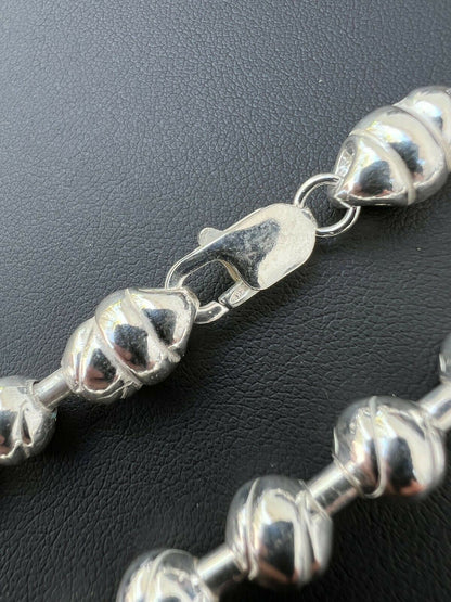 Ball Bead "Dog Tag" Chain Necklace - 925 Sterling Silver - 18"-30" - 8mm