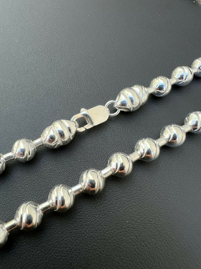 Ball Bead "Dog Tag" Chain Necklace - 925 Sterling Silver - 18"-30" - 8mm