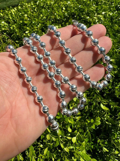 Ball Bead "Dog Tag" Chain Necklace - 925 Sterling Silver - 18"-30" - 8mm
