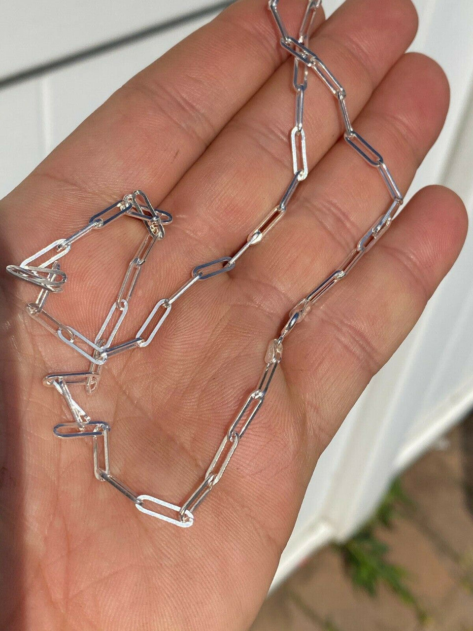 Paperclip Chain Necklace - 925 Sterling Silver - 14"-24" - 2.5mm-4mm