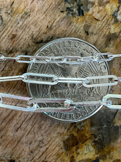 Paperclip Chain Necklace - 925 Sterling Silver - 14"-24" - 2.5mm-4mm