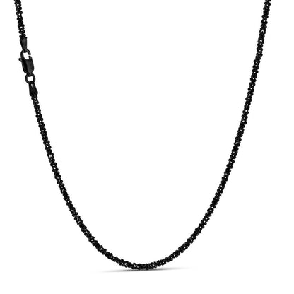 Sparkle Link Chain Necklace - Black Rhodium Over 925 Sterling Silver - 14"-24" - 3mm