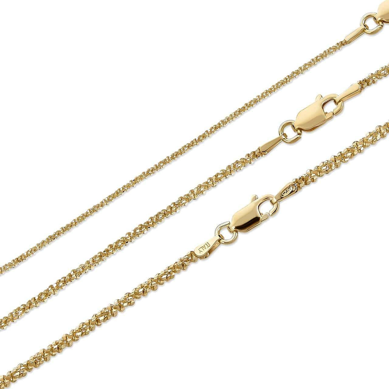 Sparkle Rock Link Chain Necklace - 14k Gold Vermeil 925 Sterling Silver - 14"-24" - 1mm-3mm