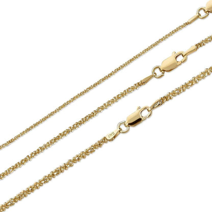 Sparkle Rock Link Chain Necklace - 14k Gold Vermeil 925 Sterling Silver - 14"-24" - 1mm-3mm