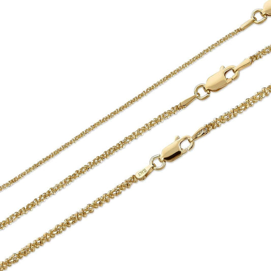Sparkle Rock Link Chain Necklace - 14k Gold Vermeil 925 Sterling Silver - 14"-24" - 1mm-3mm