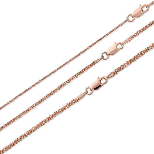 Sparkle Rock Link Chain Necklace - 14k Rose Gold Vermeil 925 Sterling Silver - 14"-24" - 1mm-3mm