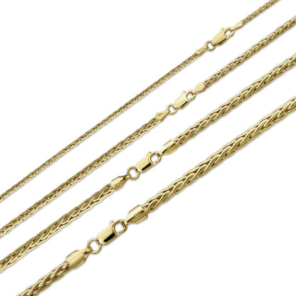 Spiga Wheat Rope Chain Necklace - 14k Gold Vermeil 925 Sterling Silver - 16"-30" - 2mm-5mm